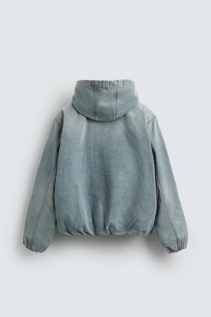 Fashinova Light Blue Denim Jacket with Hood